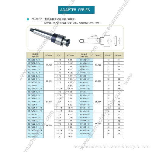 Adapter Series Morse Taper Shell End Mill Arbors (TANG TYPE)